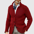 Gebreide Trui Cardigan met Knoopsluiting voor Heren - Wijnrood