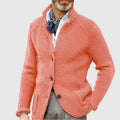 Gebreide Trui Cardigan met Knoopsluiting voor Heren - Zalm