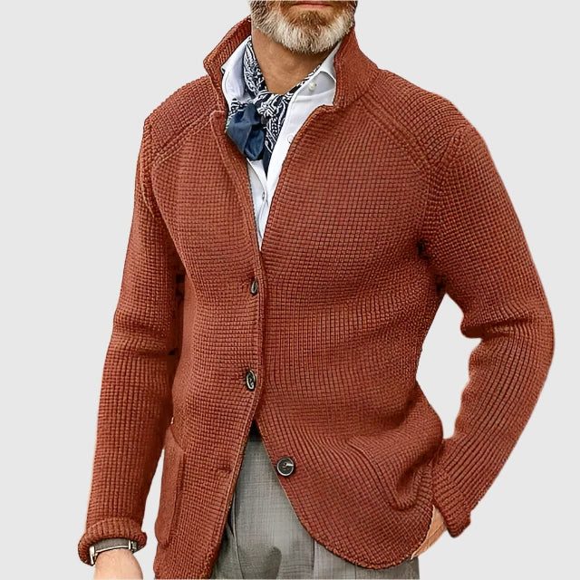 Gebreide Trui Cardigan met Knoopsluiting voor Heren - Corrosierood