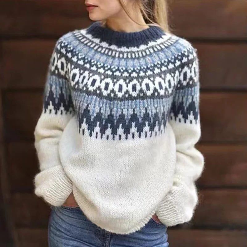 Gebreide Trui met Fair Isle Patroon en Lange Mouwen voor Dames