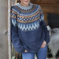 Gebreide Trui met Fair Isle Patroon en Lange Mouwen voor Dames - Blauw