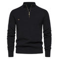 Gebreide Trui met Lange Mouwen en Half-Zip voor Heren - Zwart