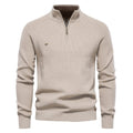 Gebreide Trui met Lange Mouwen en Half-Zip voor Heren - Beige