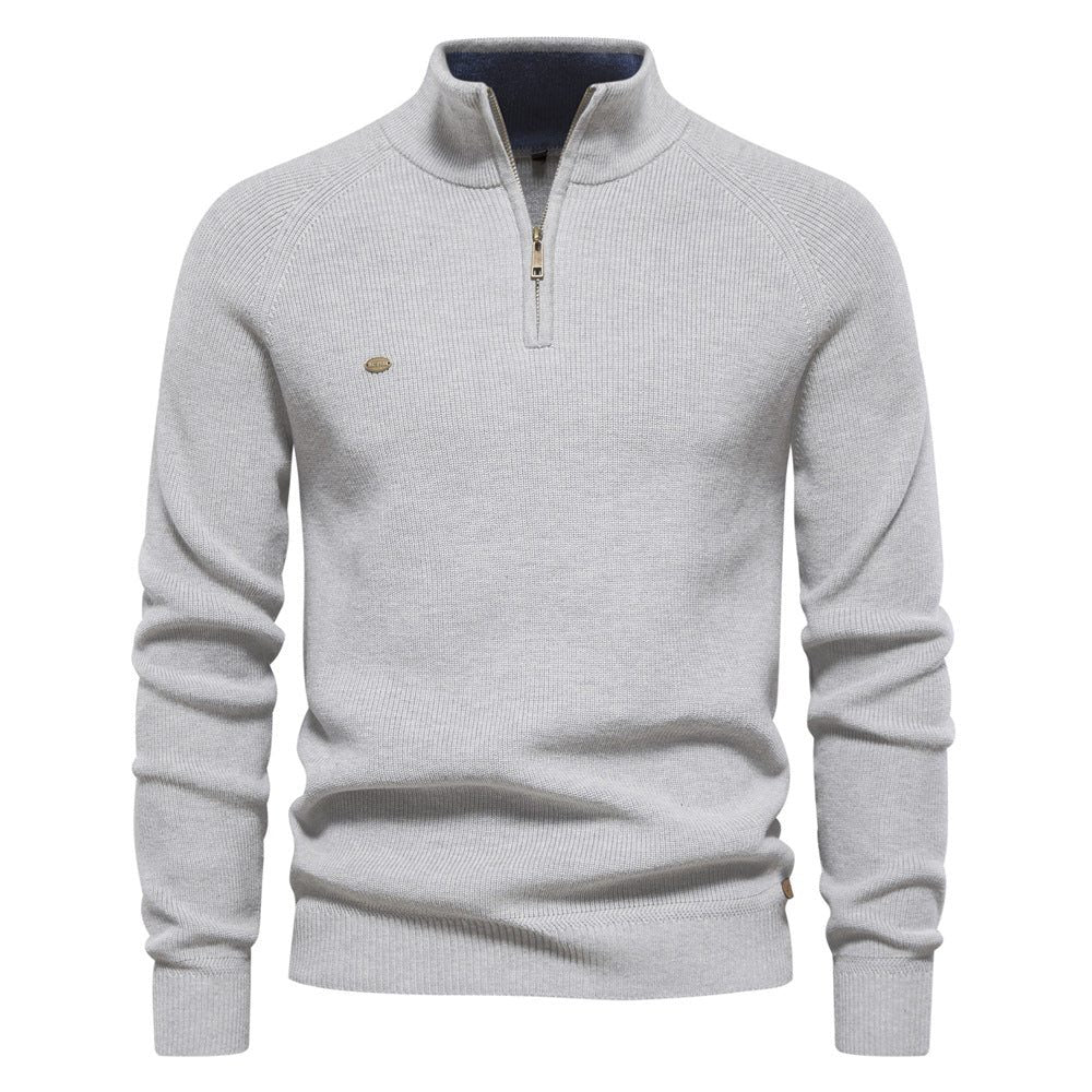 Gebreide Trui met Lange Mouwen en Half-Zip voor Heren - Grijs