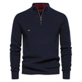 Gebreide Trui met Lange Mouwen en Half-Zip voor Heren - Marineblauw