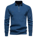 Gebreide Trui met Lange Mouwen en Half-Zip voor Heren - Blauw