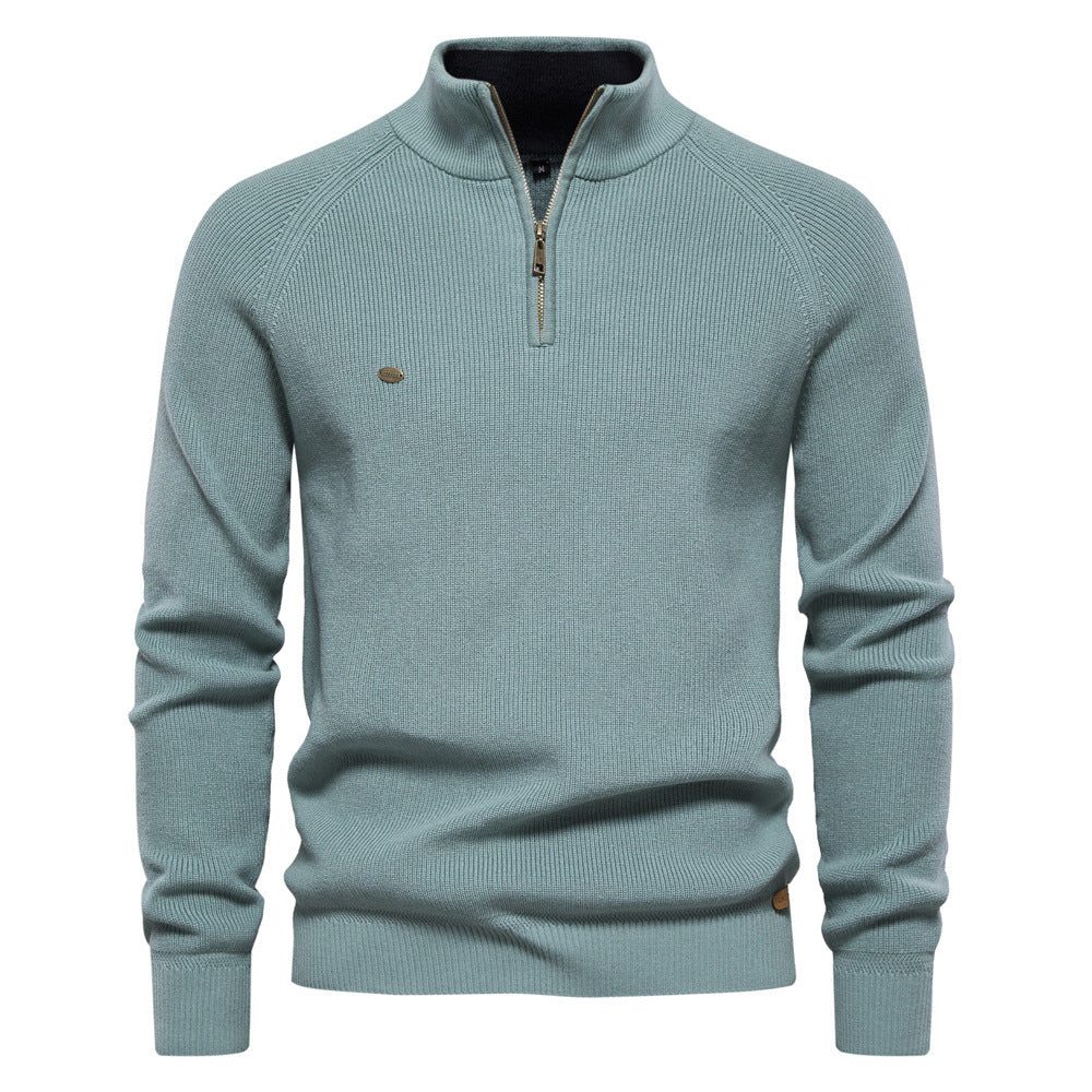 Gebreide Trui met Lange Mouwen en Half-Zip voor Heren - Groen