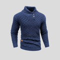 Gebreide Trui met Lange Mouwen en Opstaande Kraag voor Heren - Blauw
