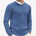 Gebreide Trui met Ronde Hals en Kabelpatroon voor Heren - Blauw