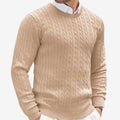 Gebreide Trui met Ronde Hals en Kabelpatroon voor Heren - Beige