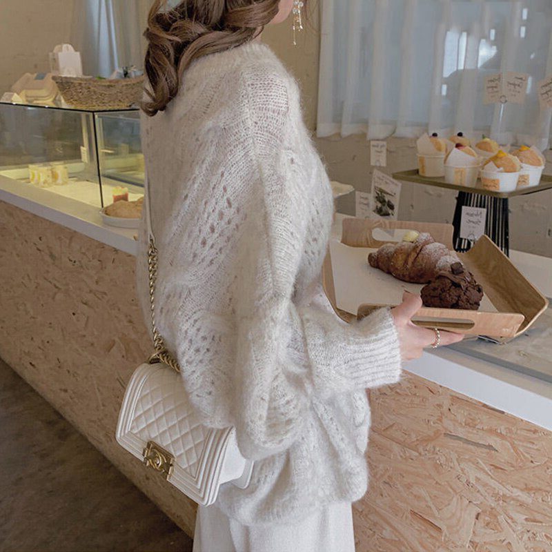 Gebreide Trui met Structuurpatroon voor Dames - View 4
