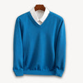 Gebreide V-Hals Trui met Lange Mouwen voor Heren - Blauw
