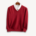 Gebreide V-Hals Trui met Lange Mouwen voor Heren - Rood