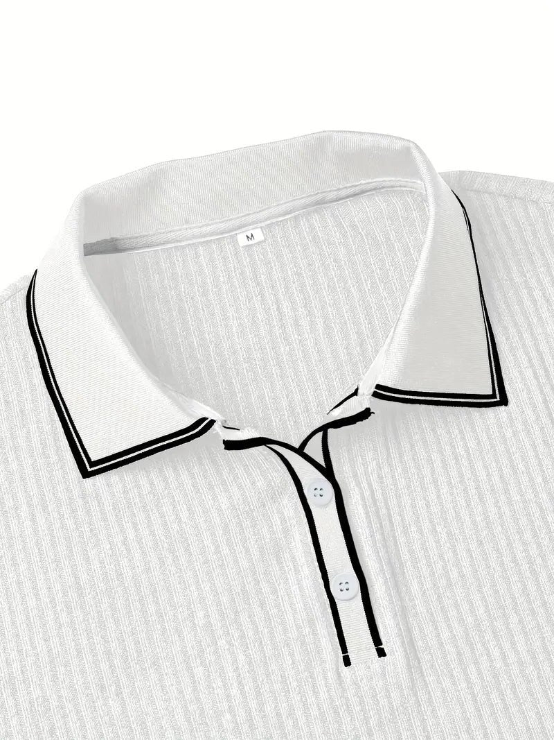 Geribde Poloshirt met Korte Mouwen voor Heren - View 16