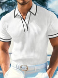Geribde Poloshirt met Korte Mouwen voor Heren - Wit