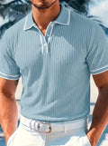 Geribde Poloshirt met Korte Mouwen voor Heren - Lichtblauw
