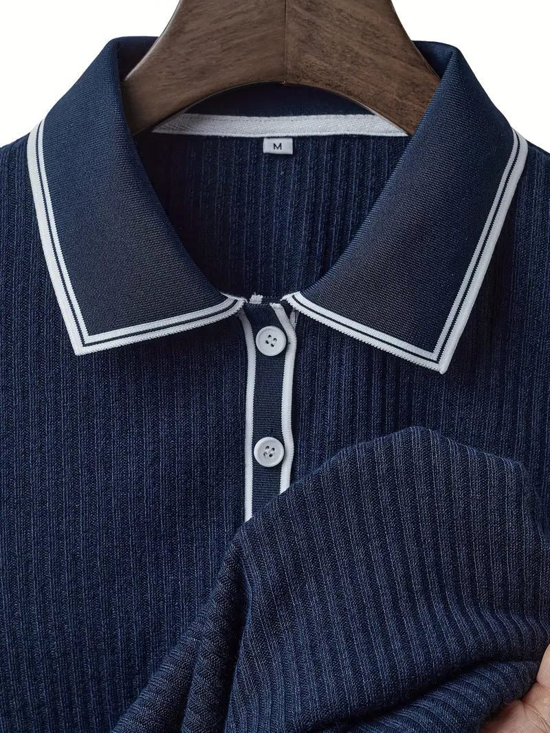 Geribde Poloshirt met Korte Mouwen voor Heren