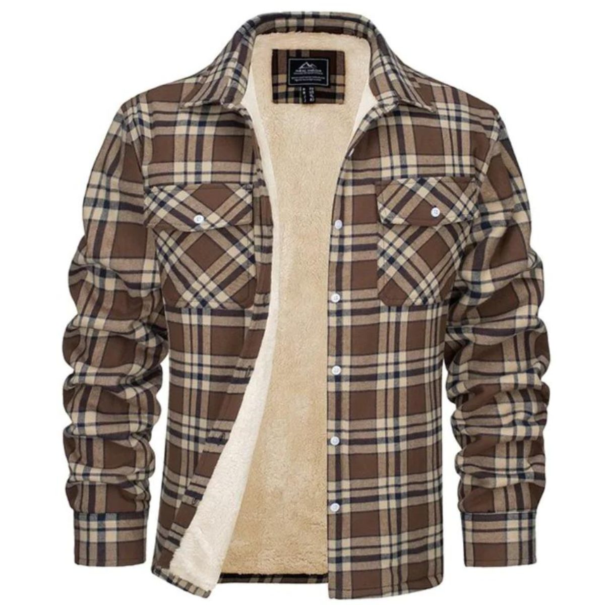 Geruit Fleecegevoerde Lange Winterjas voor Dames - Khaki