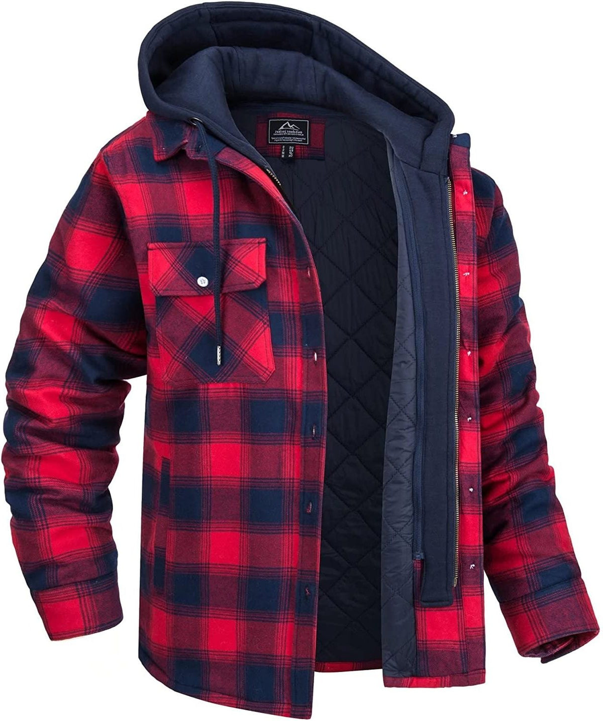 Geruit Overshirt met Capuchon voor Heren - Rood