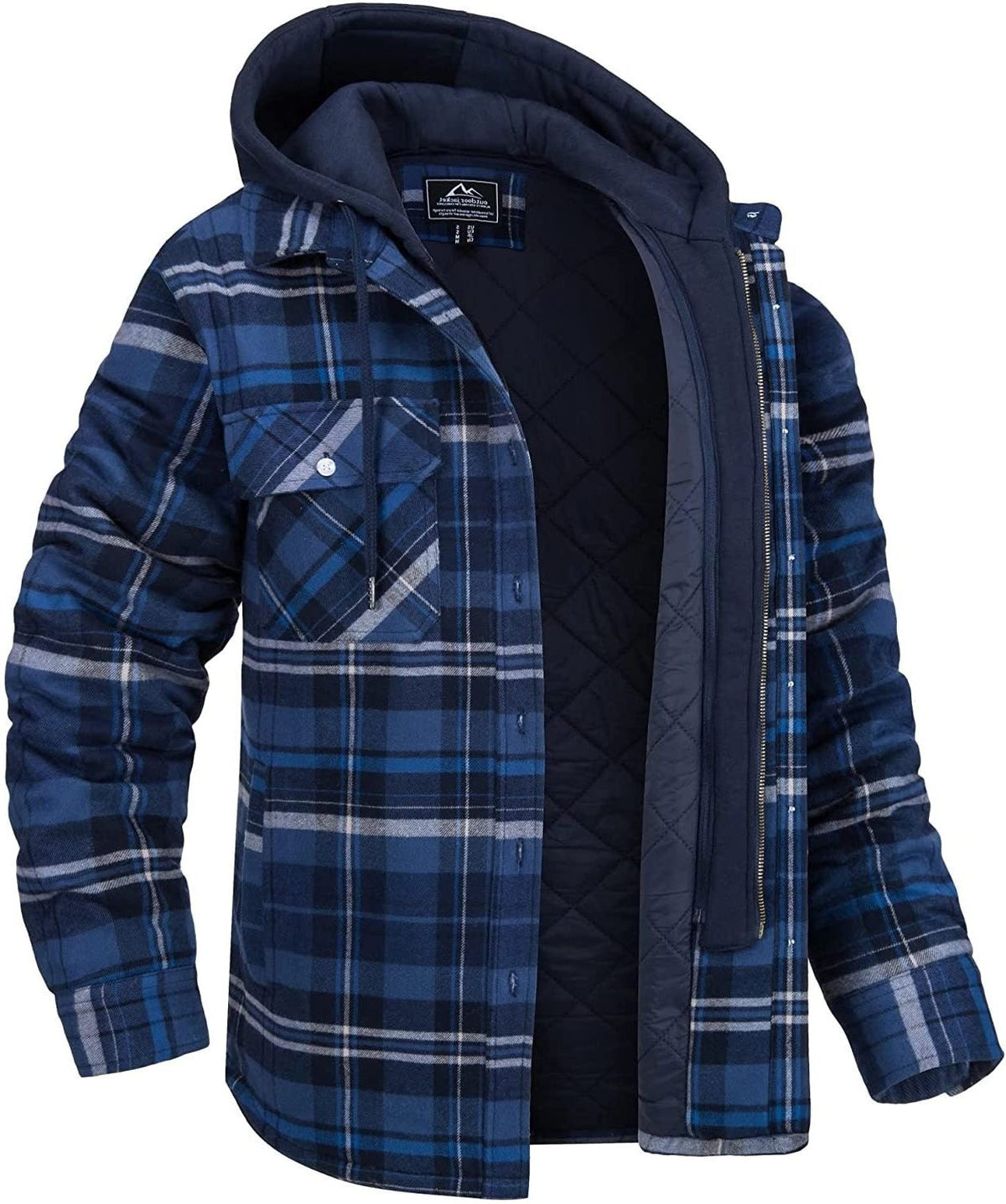Geruit Overshirt met Capuchon voor Heren - Donkerblauw/Zwart