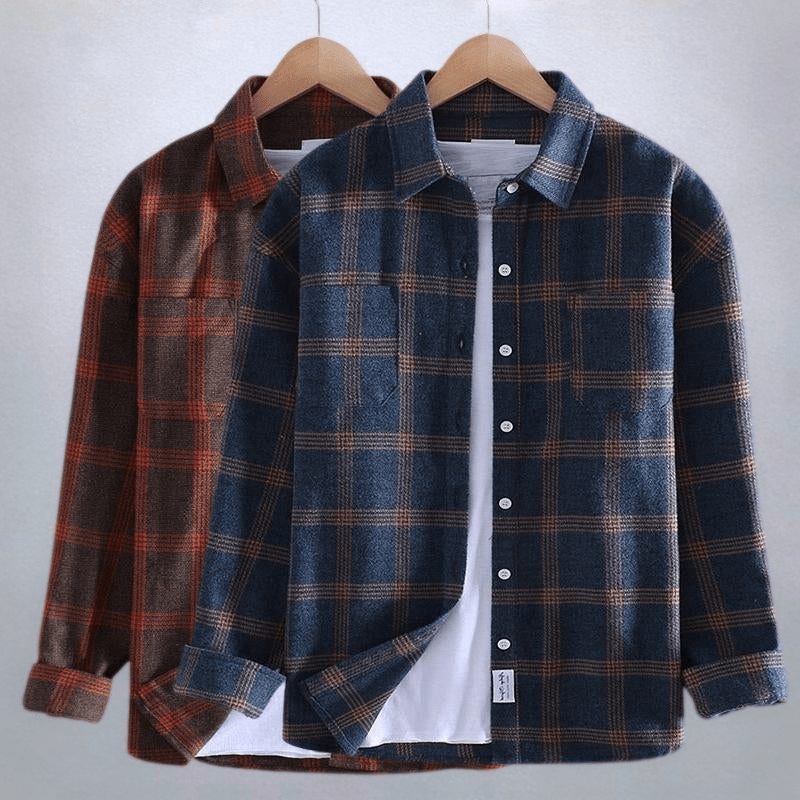 Geruite Button-Down Overhemd met Lange Mouwen voor Heren - View 4