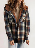 Geruite Overshirt met Capuchon voor Dames - Bruin Raster