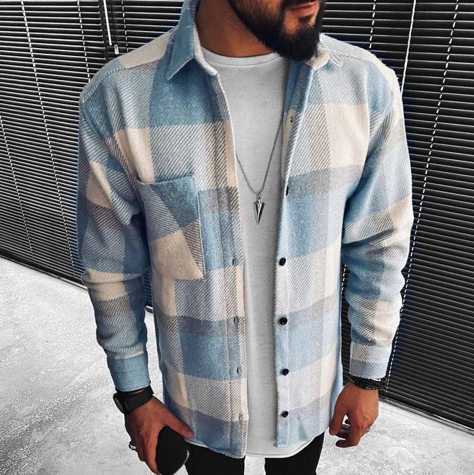 Geruite Overshirt met Opstaande Kraag voor Heren - View 3