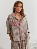 Geruite Pyjamaset met Lange Mouwen voor Dames
