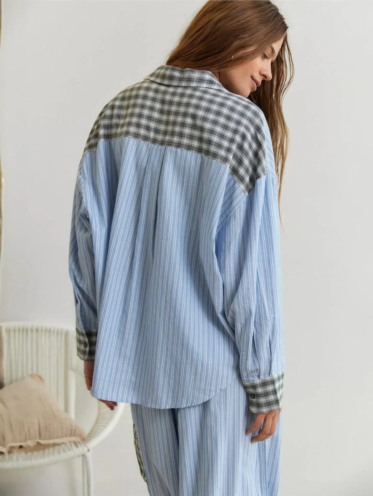 Geruite Pyjamaset met Lange Mouwen voor Dames - View 4