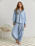 Geruite Pyjamaset met Lange Mouwen voor Dames - View 5