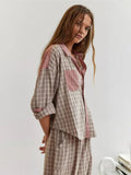 Geruite Pyjamaset met Lange Mouwen voor Dames - View 6