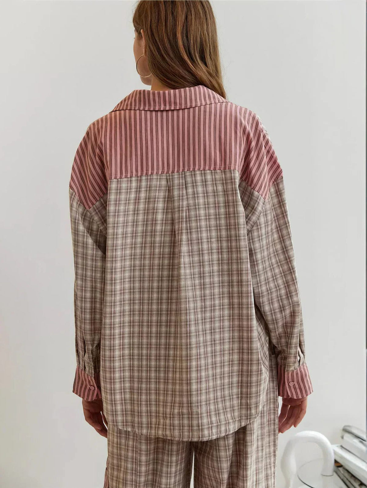 Geruite Pyjamaset met Lange Mouwen voor Dames - View 7