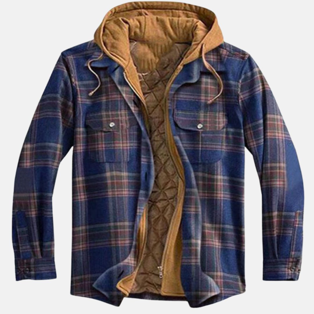 Geruite Tussenjas met Capuchon voor Heren - Dark Blue