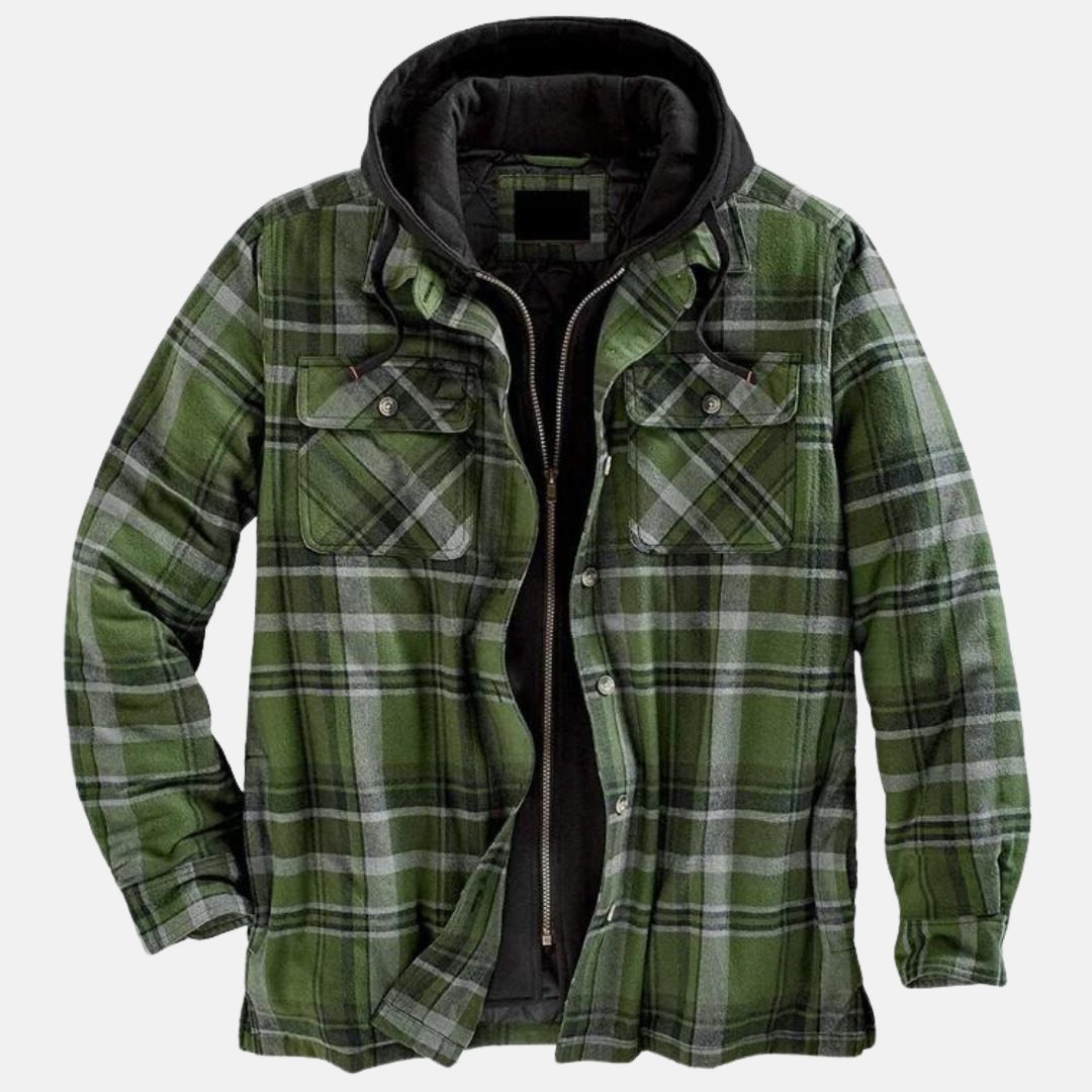 Geruite Tussenjas met Capuchon voor Heren - Dark Green