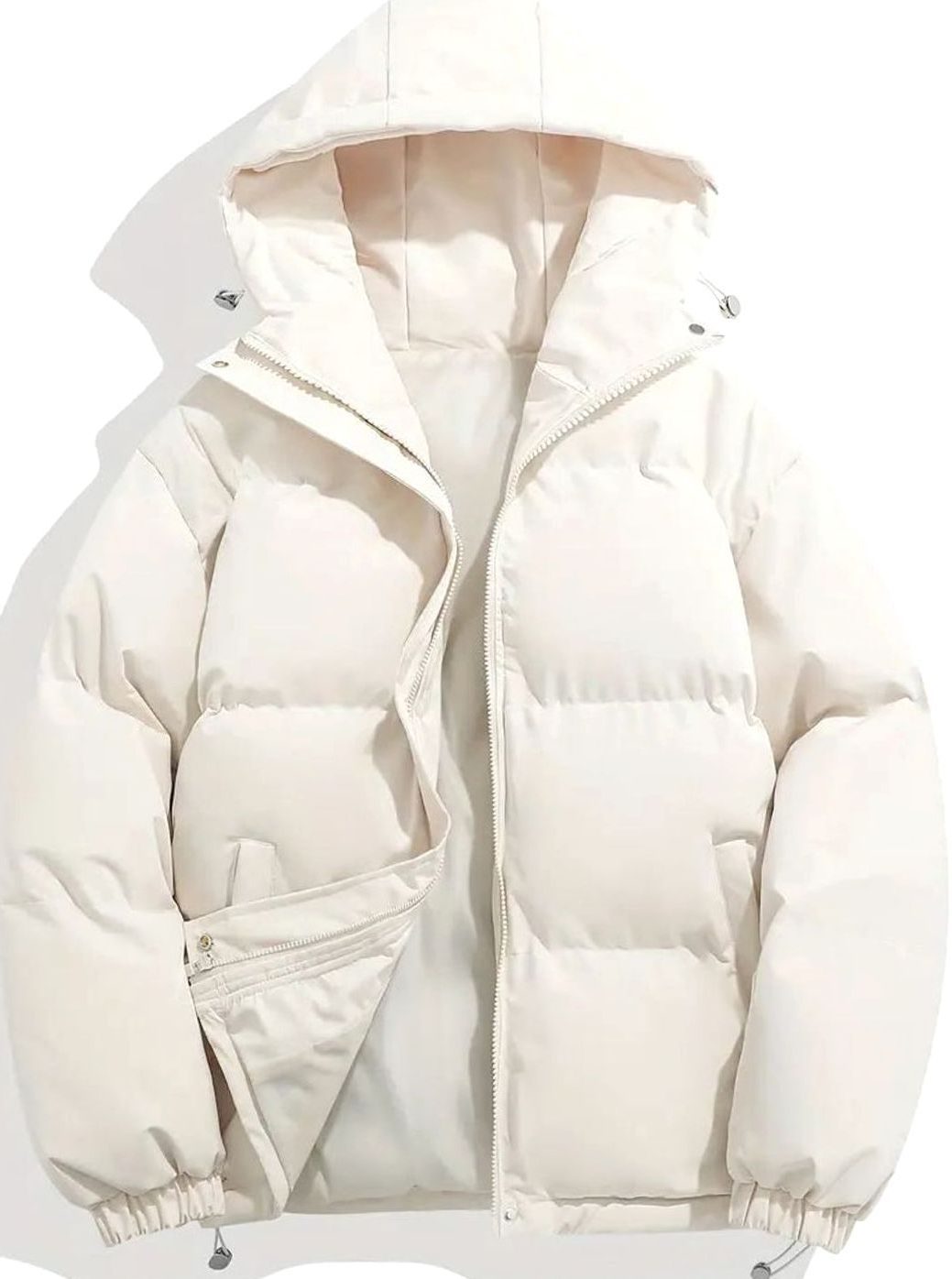 Gesteppte Pufferjack met Opstaande Kraag voor Dames - Beige