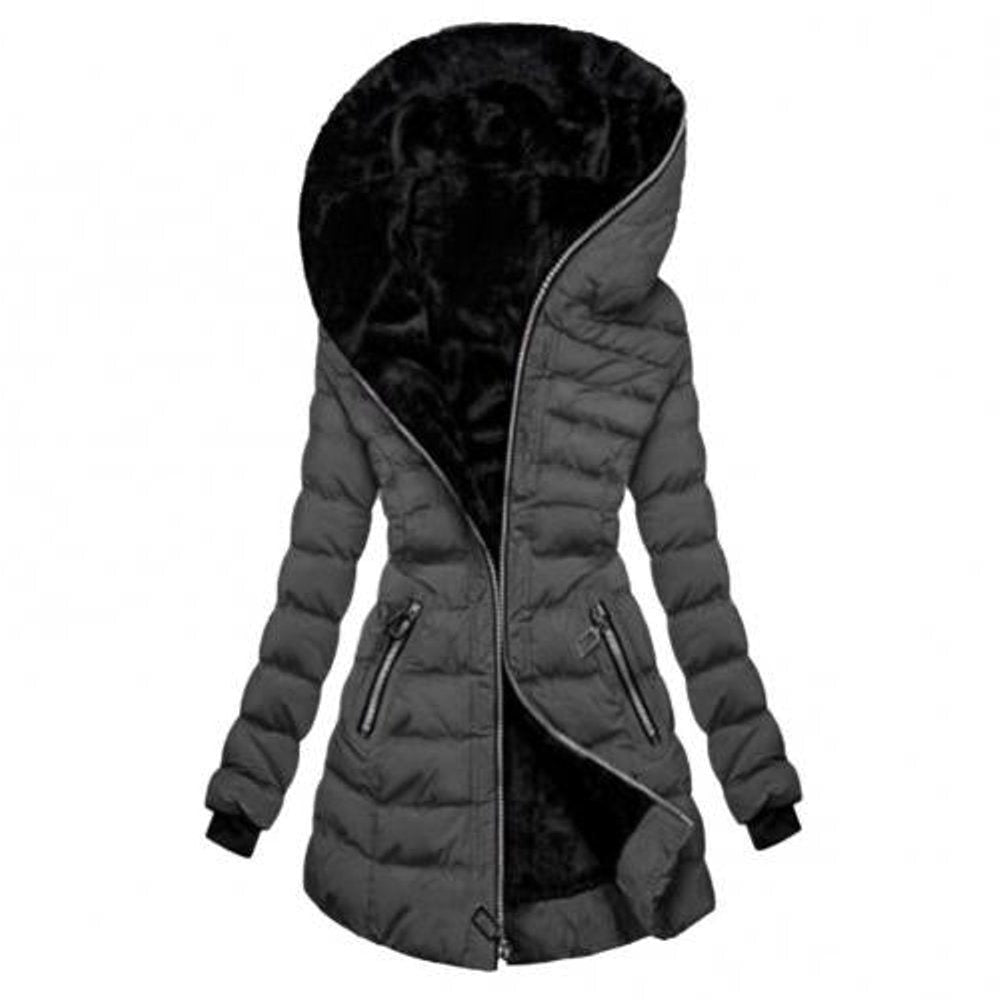 Gestepte Lange Winterjas met Fleecevoering voor Dames