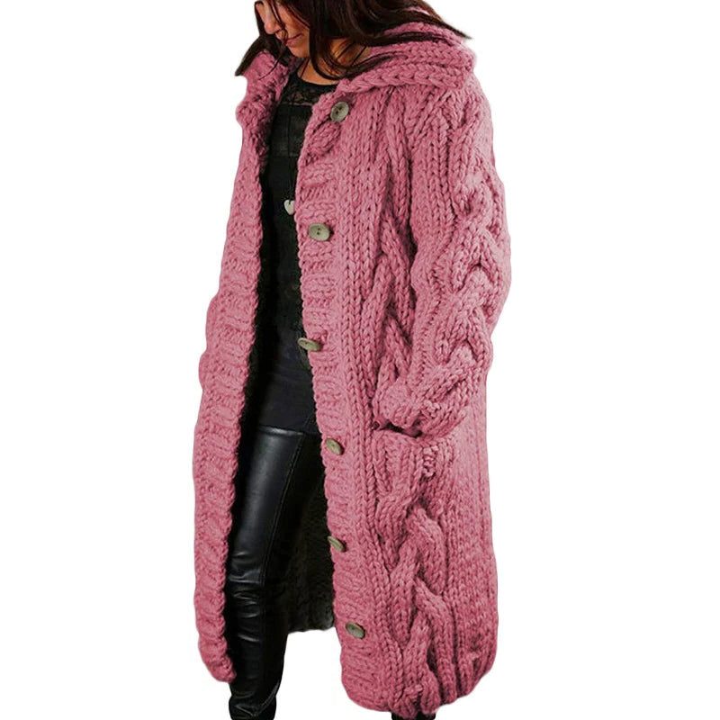 Kabelgebreide Lange Cardigan met Capuchon voor Dames