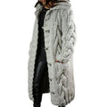 Kabelgebreide Lange Cardigan met Capuchon voor Dames