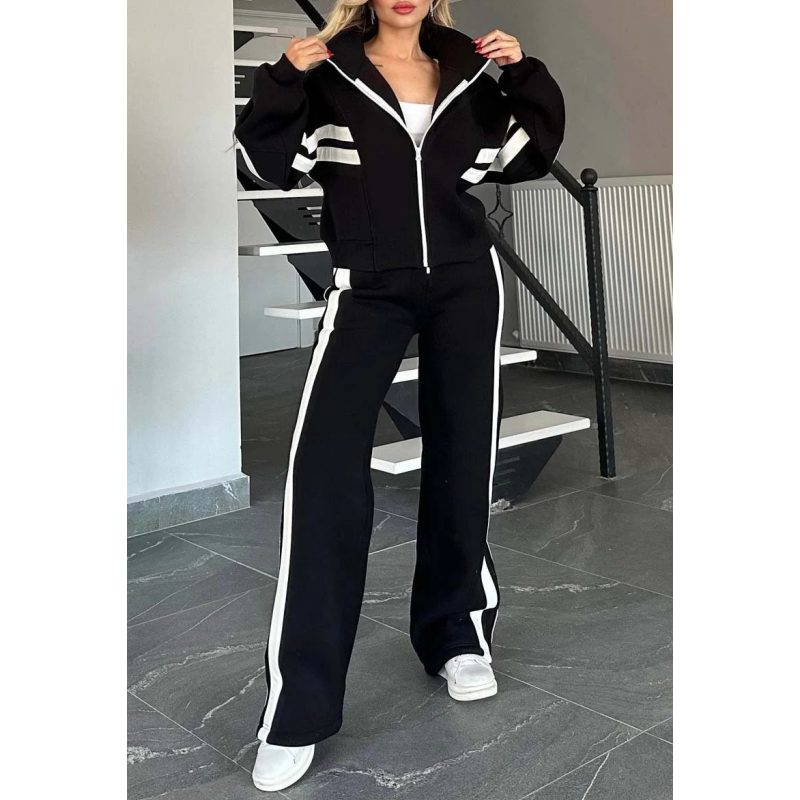 Gestreept Broekpak met Wijde Pijp Broek voor Dames - View 5