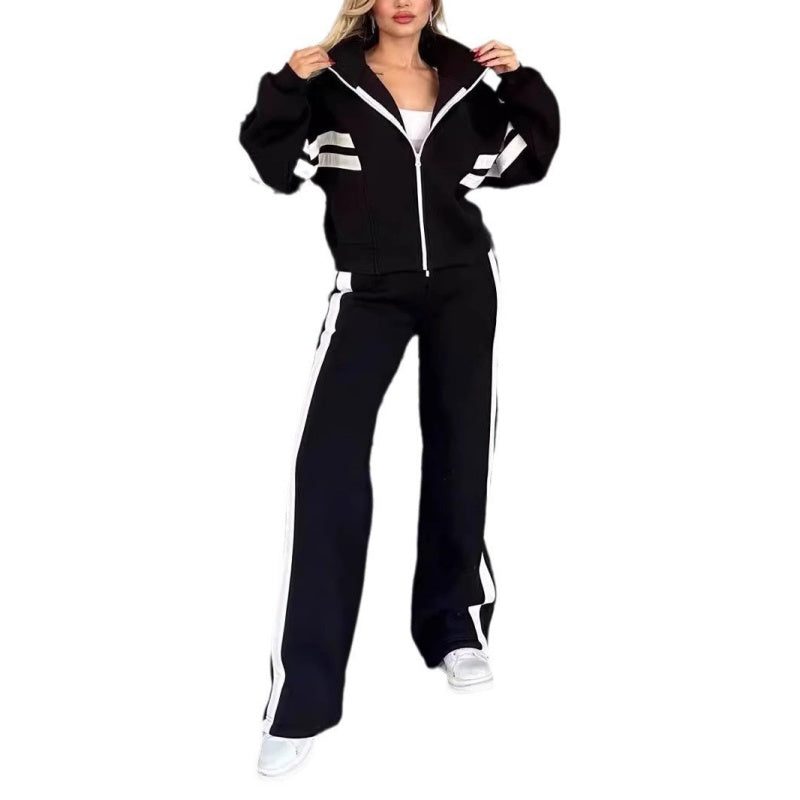 Gestreept Broekpak met Wijde Pijp Broek voor Dames - View 9