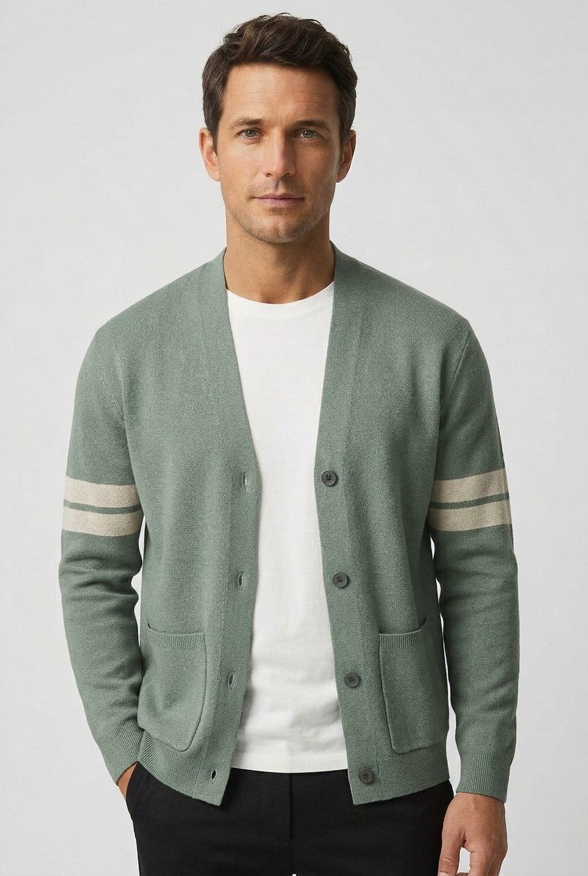 Gestreept Cardigan met Steekzakken voor Heren