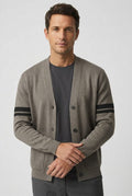 Gestreept Cardigan met Steekzakken voor Heren - Taupe