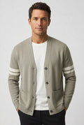 Gestreept Cardigan met Steekzakken voor Heren - Beige