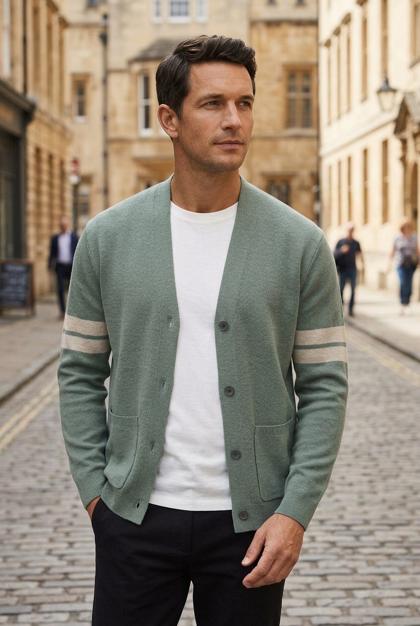 Gestreept Cardigan met Steekzakken voor Heren - View 4