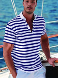 Gestreept Poloshirt met Opstaande Kraag voor Heren - View 4