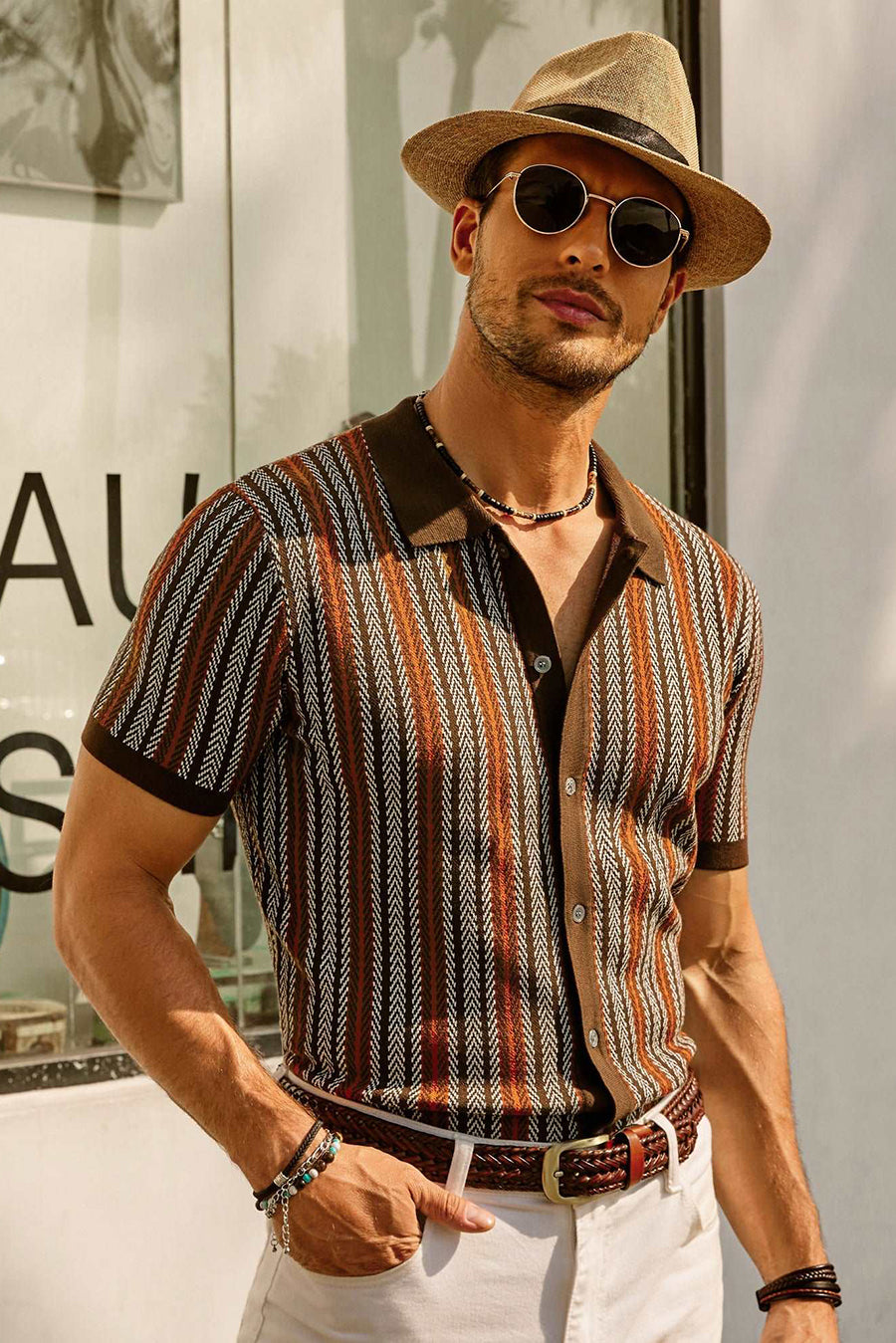 Gestreept Poloshirt met Korte Mouwen voor Heren