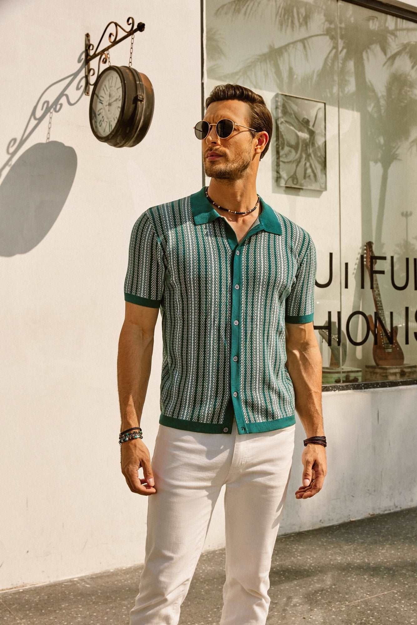 Gestreept Poloshirt met Korte Mouwen voor Heren