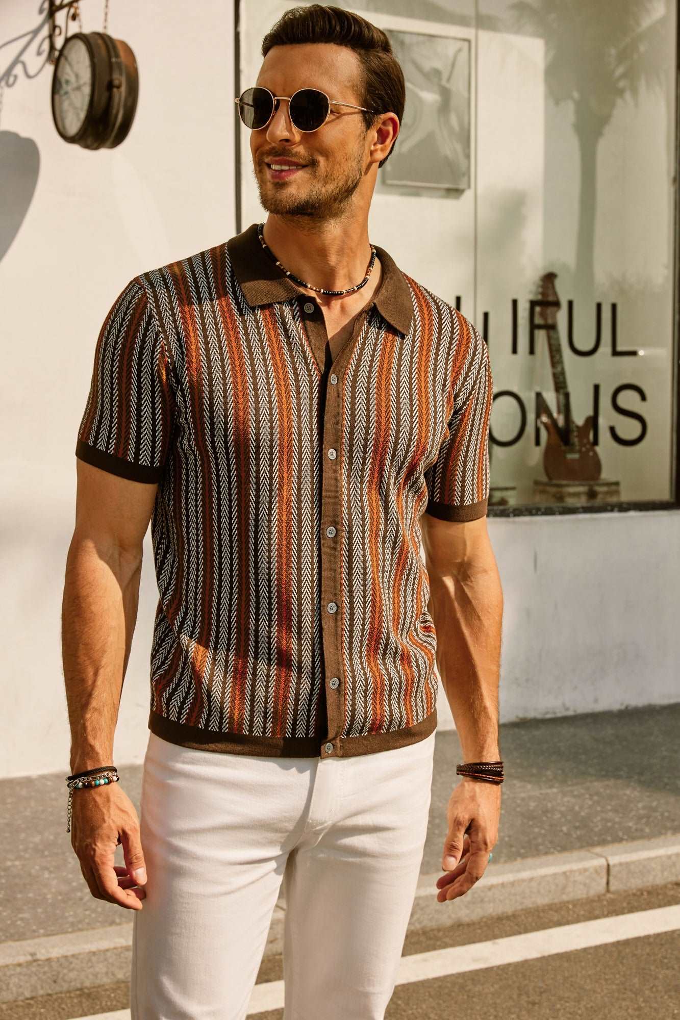 Gestreept Poloshirt met Korte Mouwen voor Heren