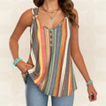 Gestreepte Tuniek met V-Hals en Knoopsluiting voor Dames