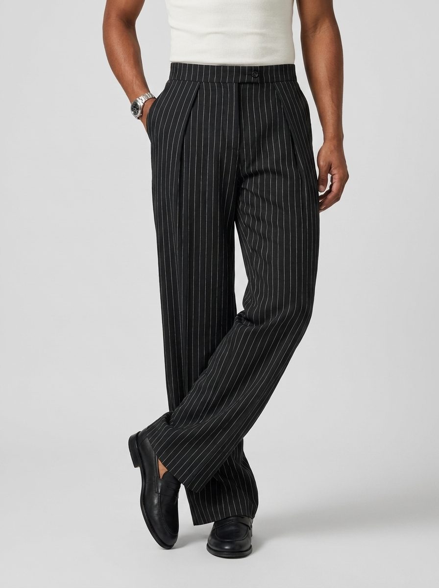 Gestreepte Wijde Pijp Pantalon voor Heren